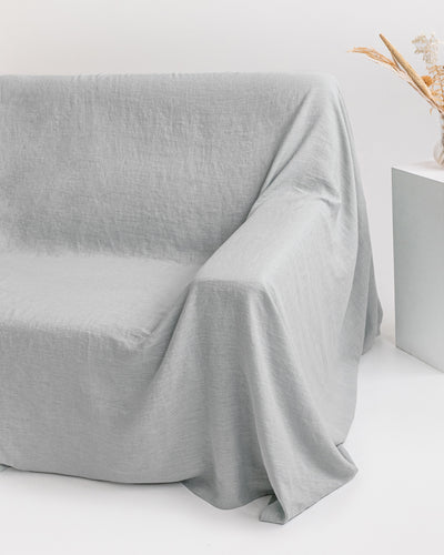 Linen couch cover in Light gray - MagicLinen