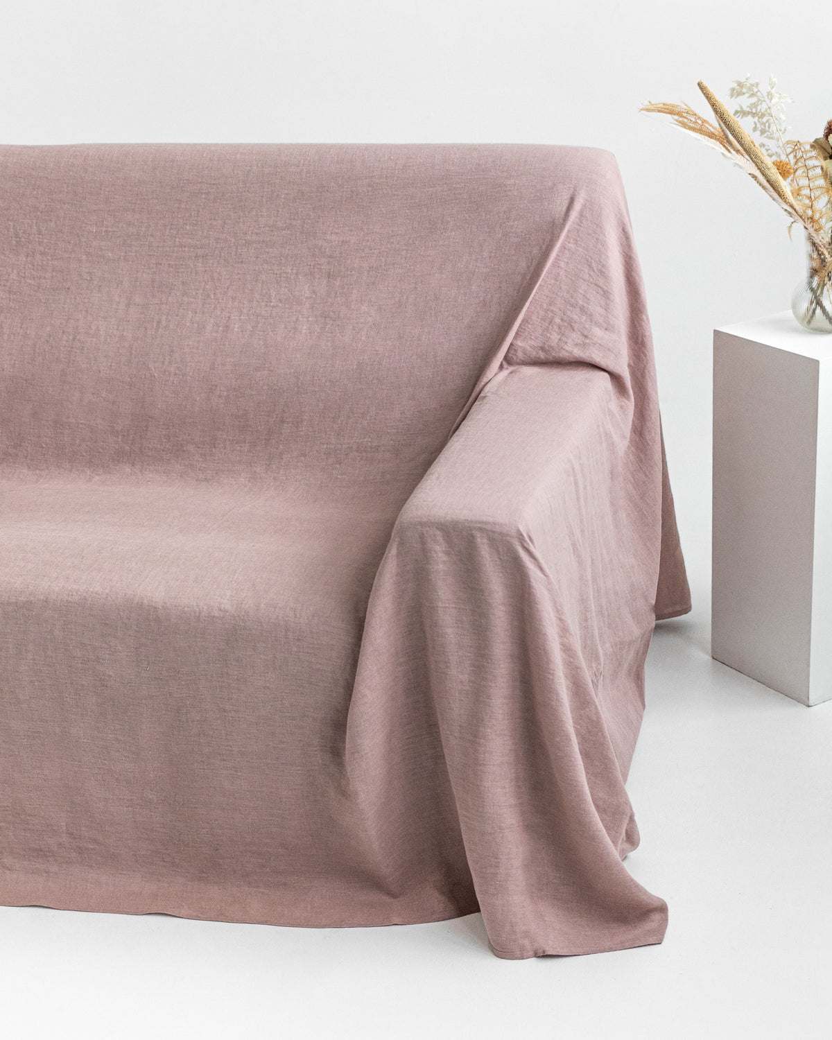 Linen couch cover Woodrose