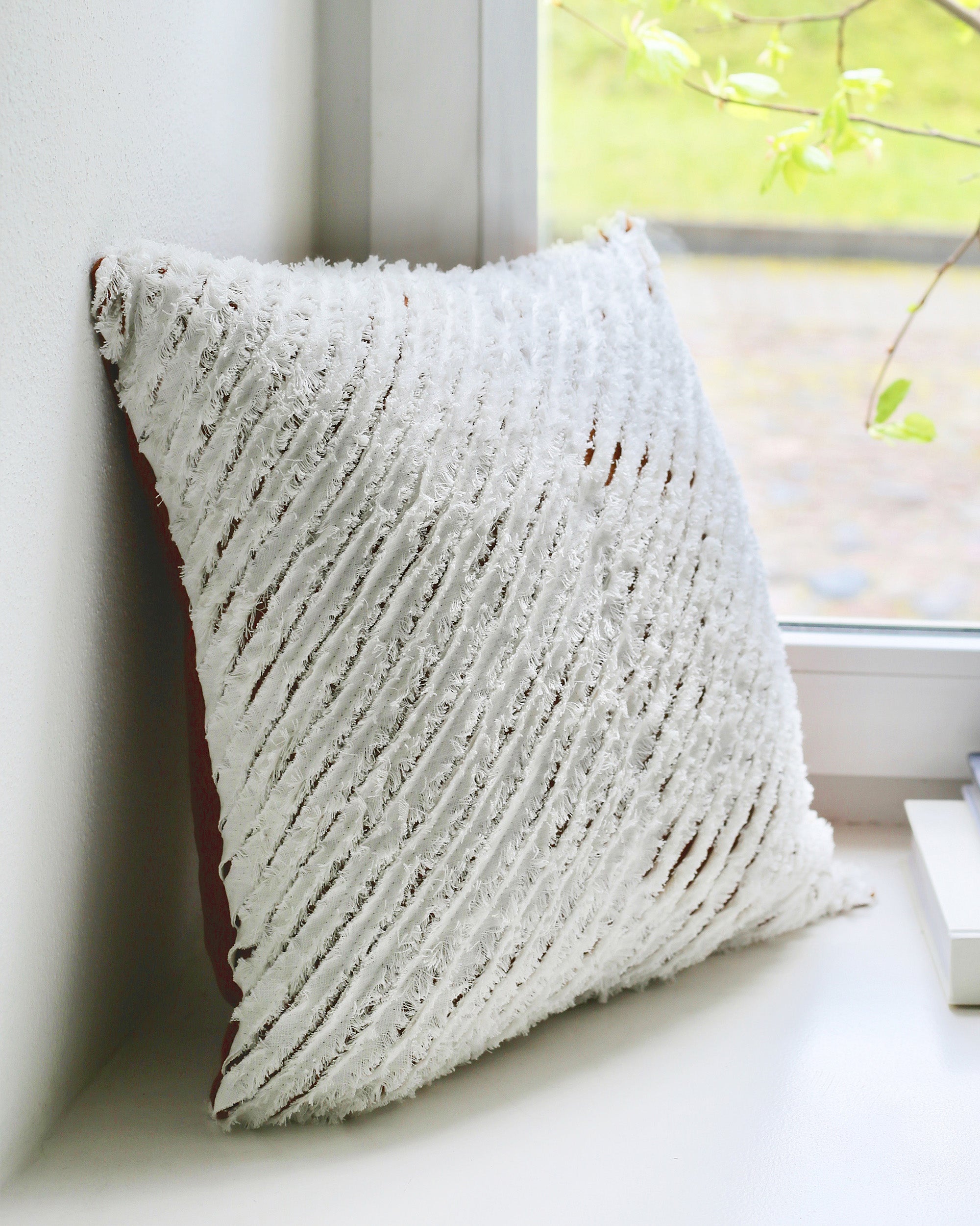 Decorative linen pillow cover striped fabric & Cinnamon