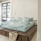 Custom size Dusty blue linen duvet cover - MagicLinen