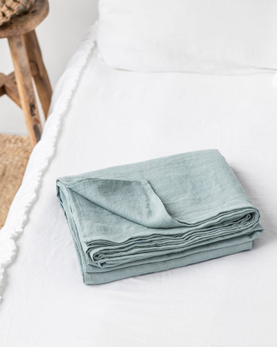 Custom size Dusty blue linen flat sheet - MagicLinen