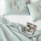 Custom size Dusty blue linen flat sheet - MagicLinen