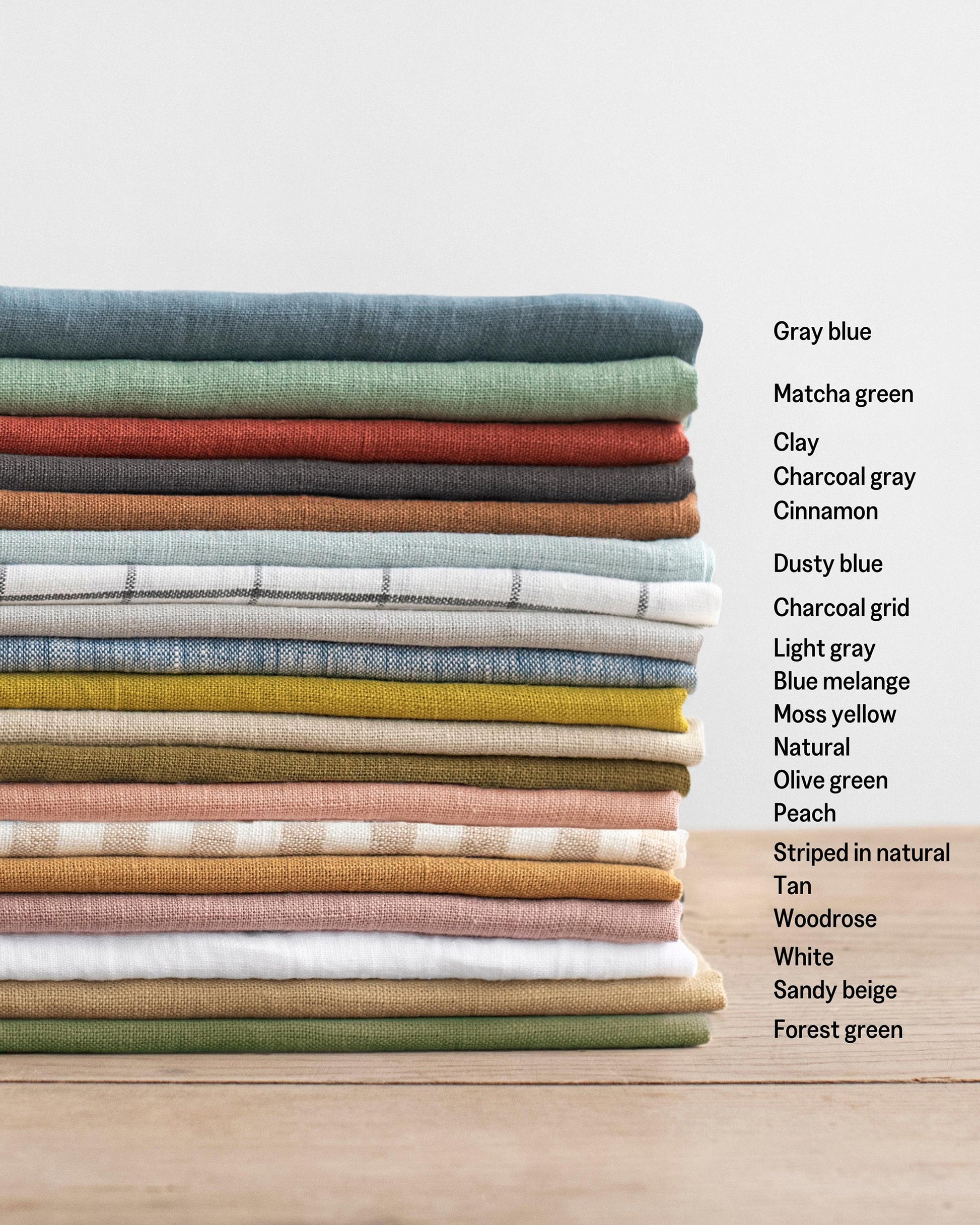 Ruffle trim linen tea towel in Matcha green - MagicLinen