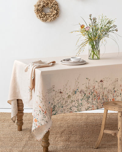 Floral print linen tablecloth - MagicLinen