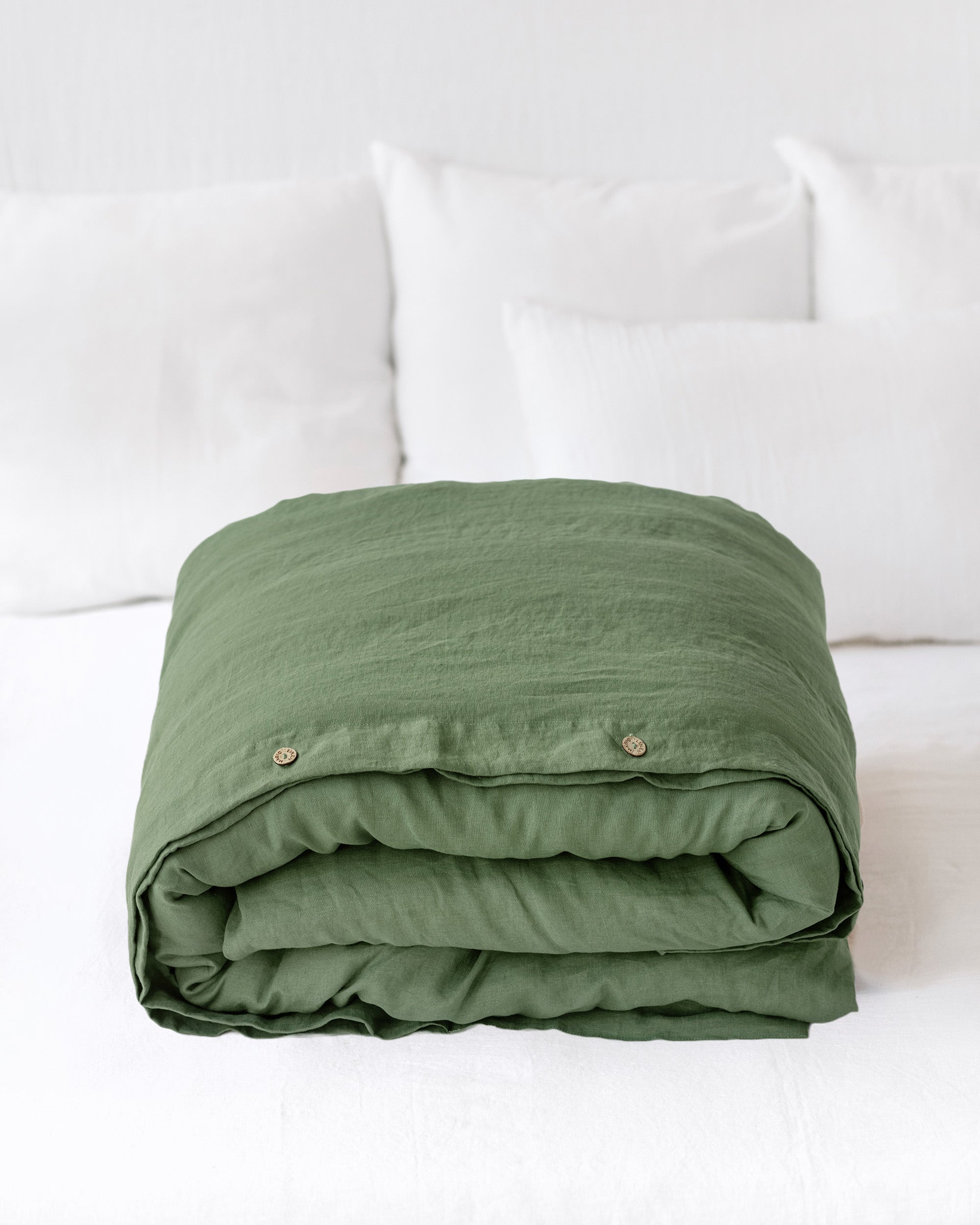 Forest green linen duvet cover