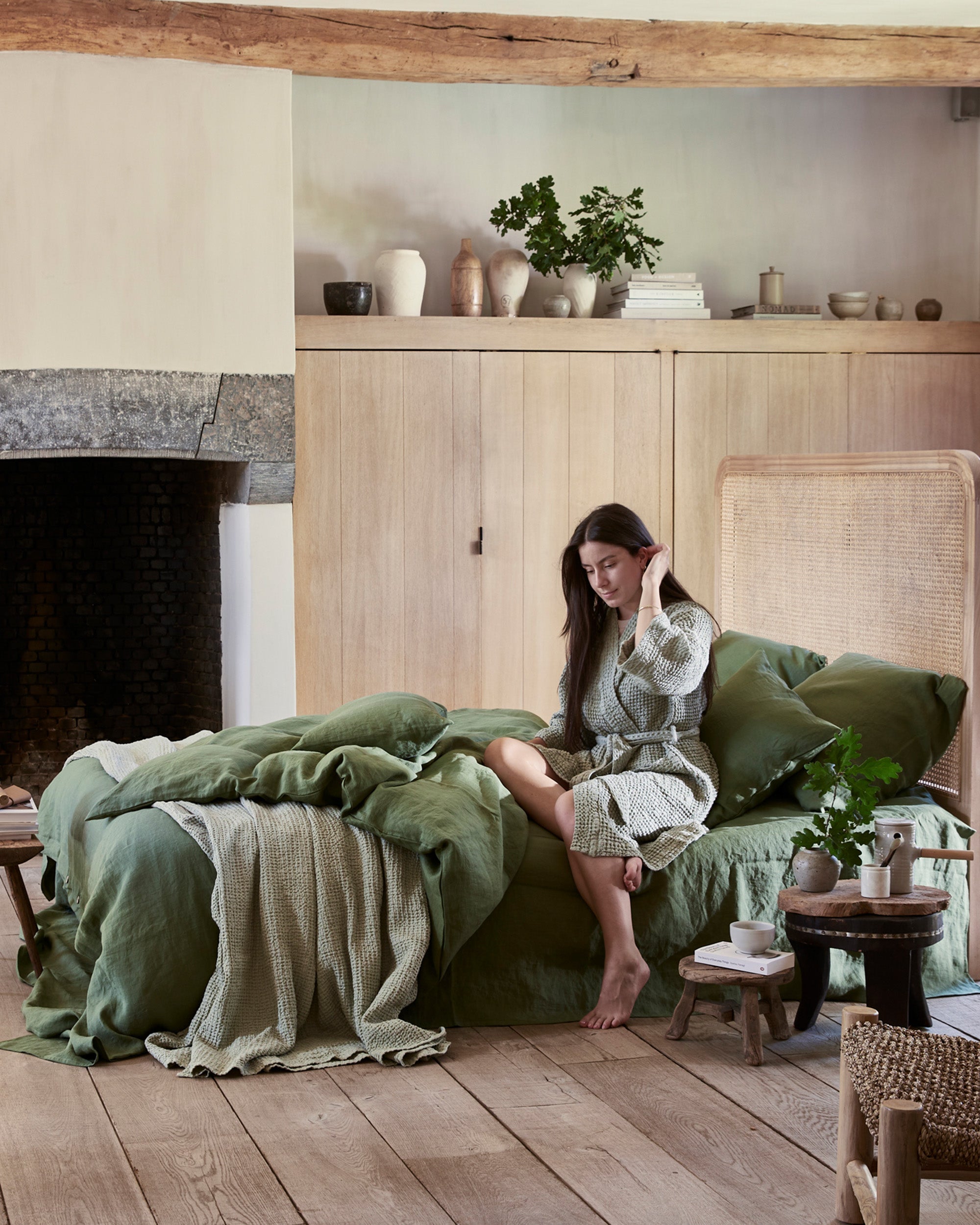 Forest green linen duvet cover | MagicLinen