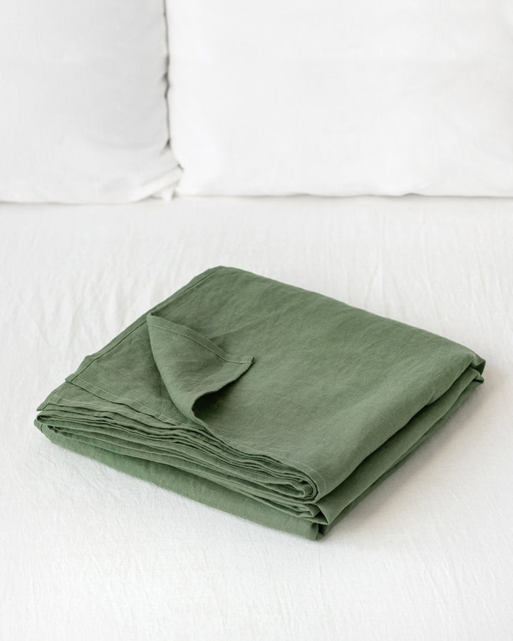 Custom size Forest green linen flat sheet - MagicLinen