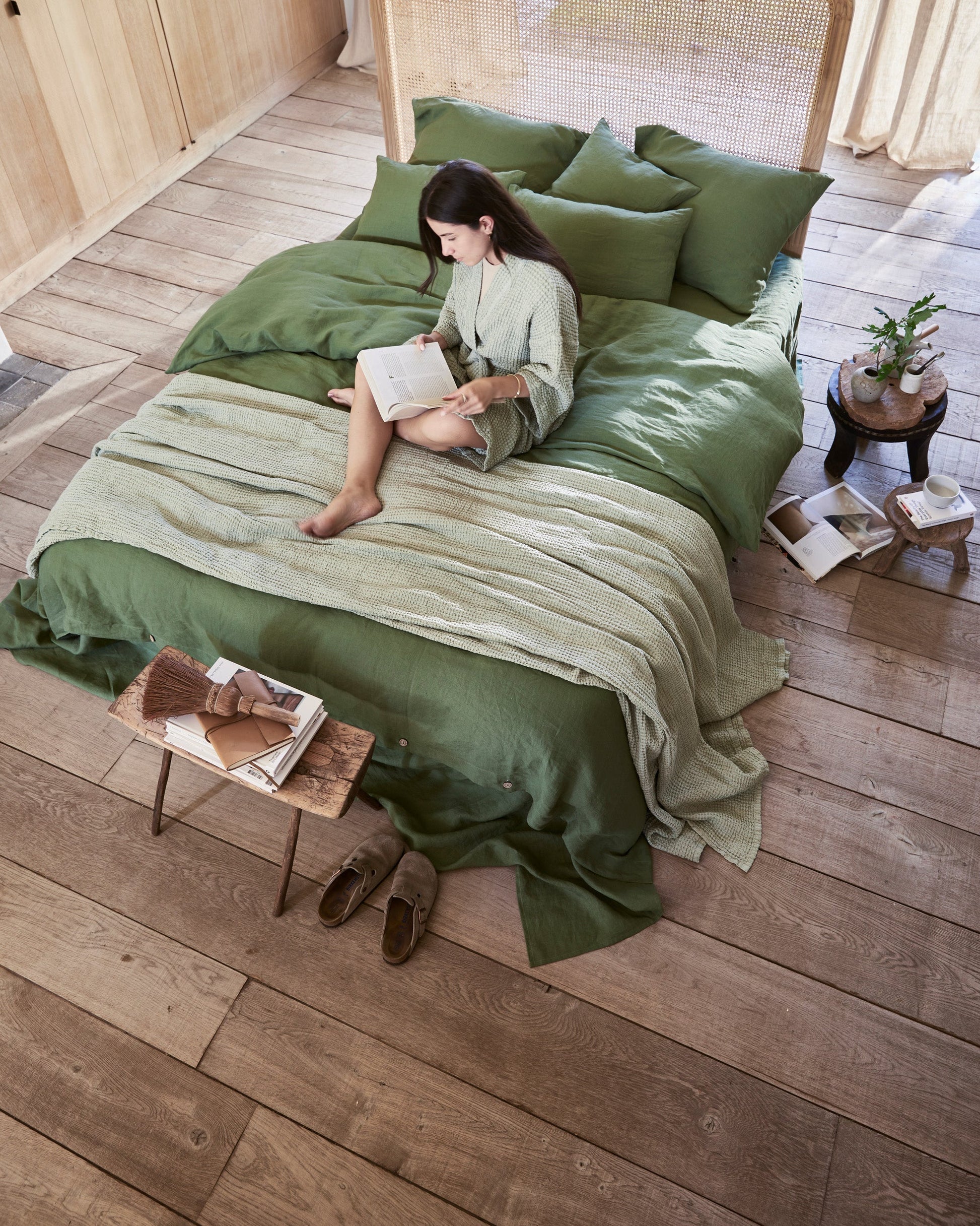 Custom size Forest green linen pillowcase - MagicLinen