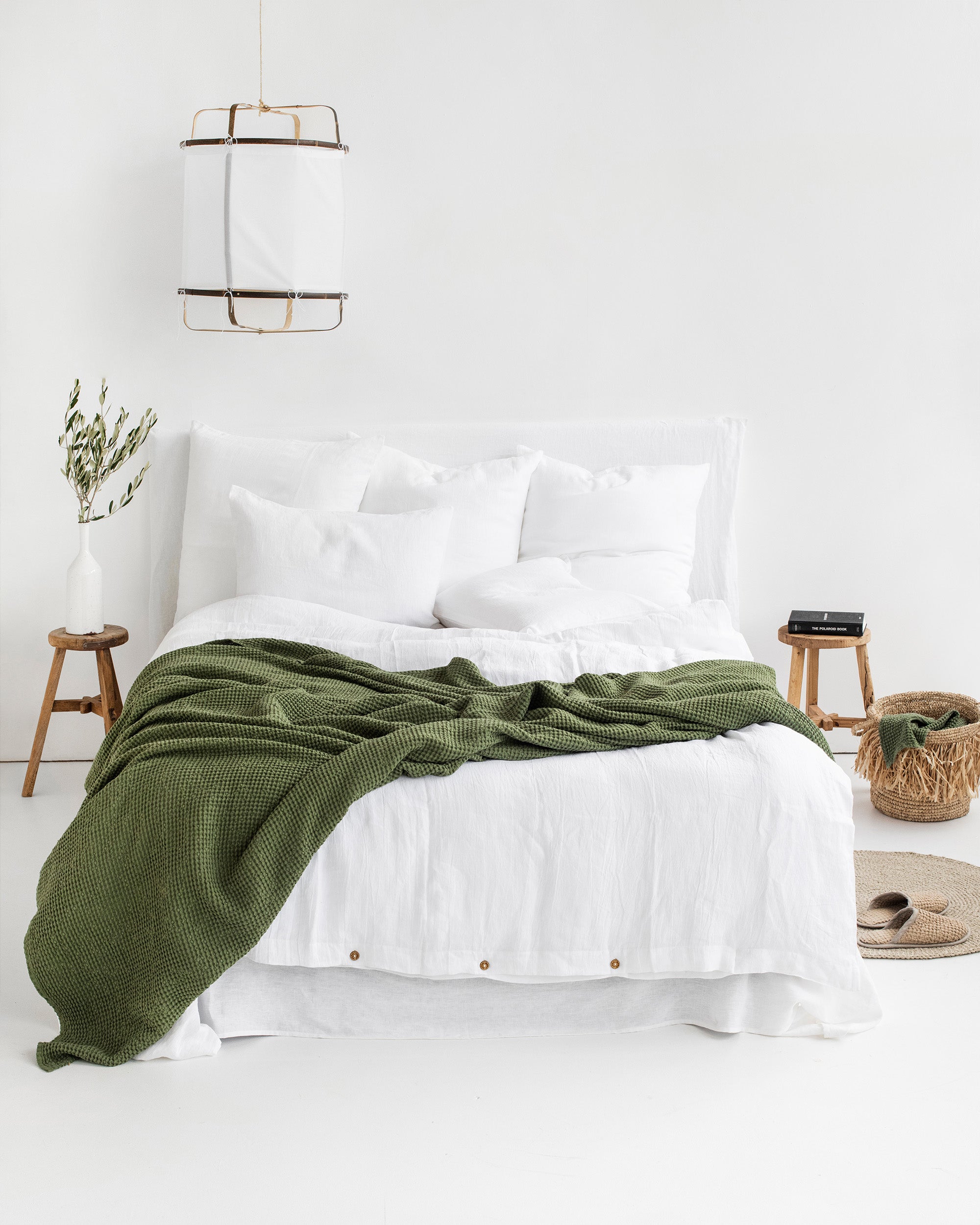 White and discount green throw blanket