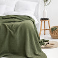 Forest green waffle blanket - MagicLinen