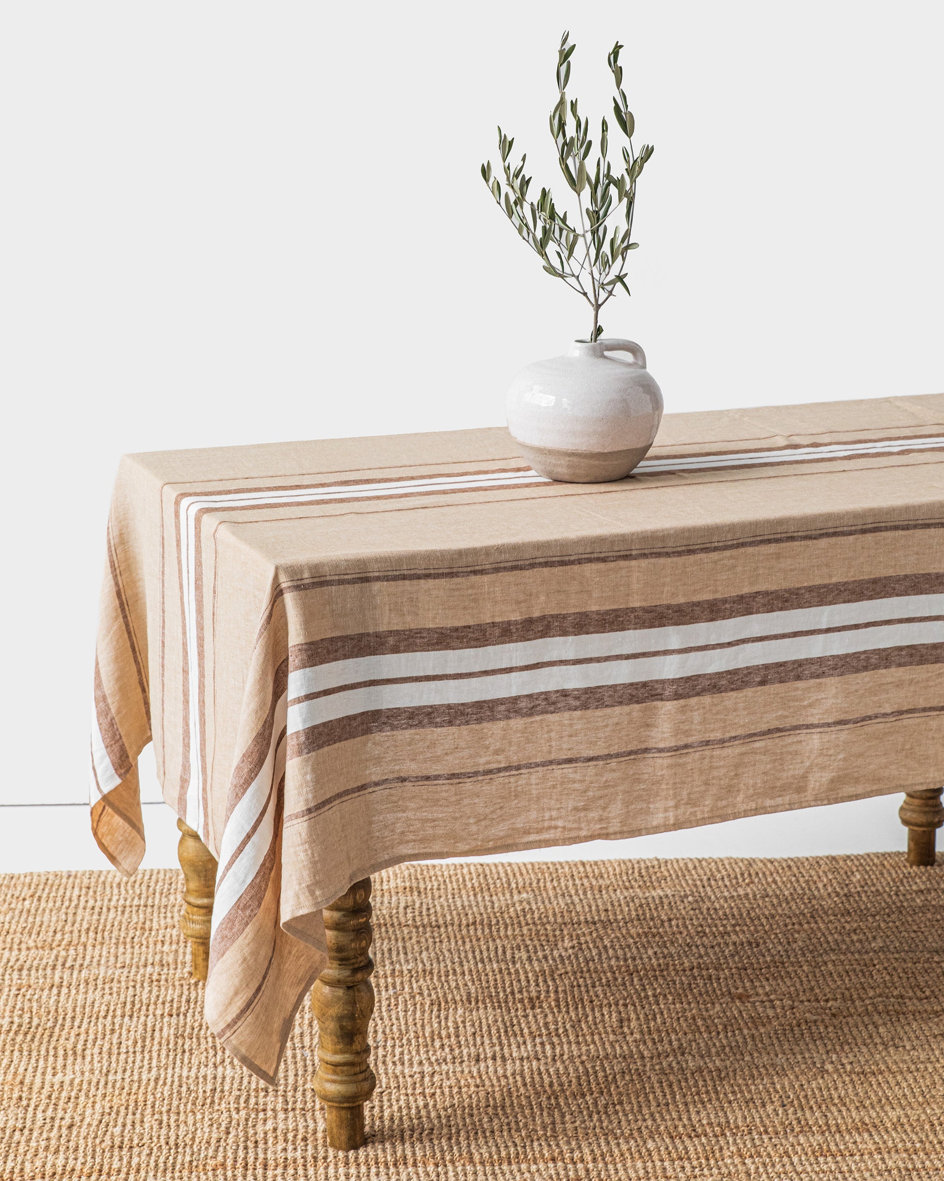 French striped linen tablecloth - MagicLinen