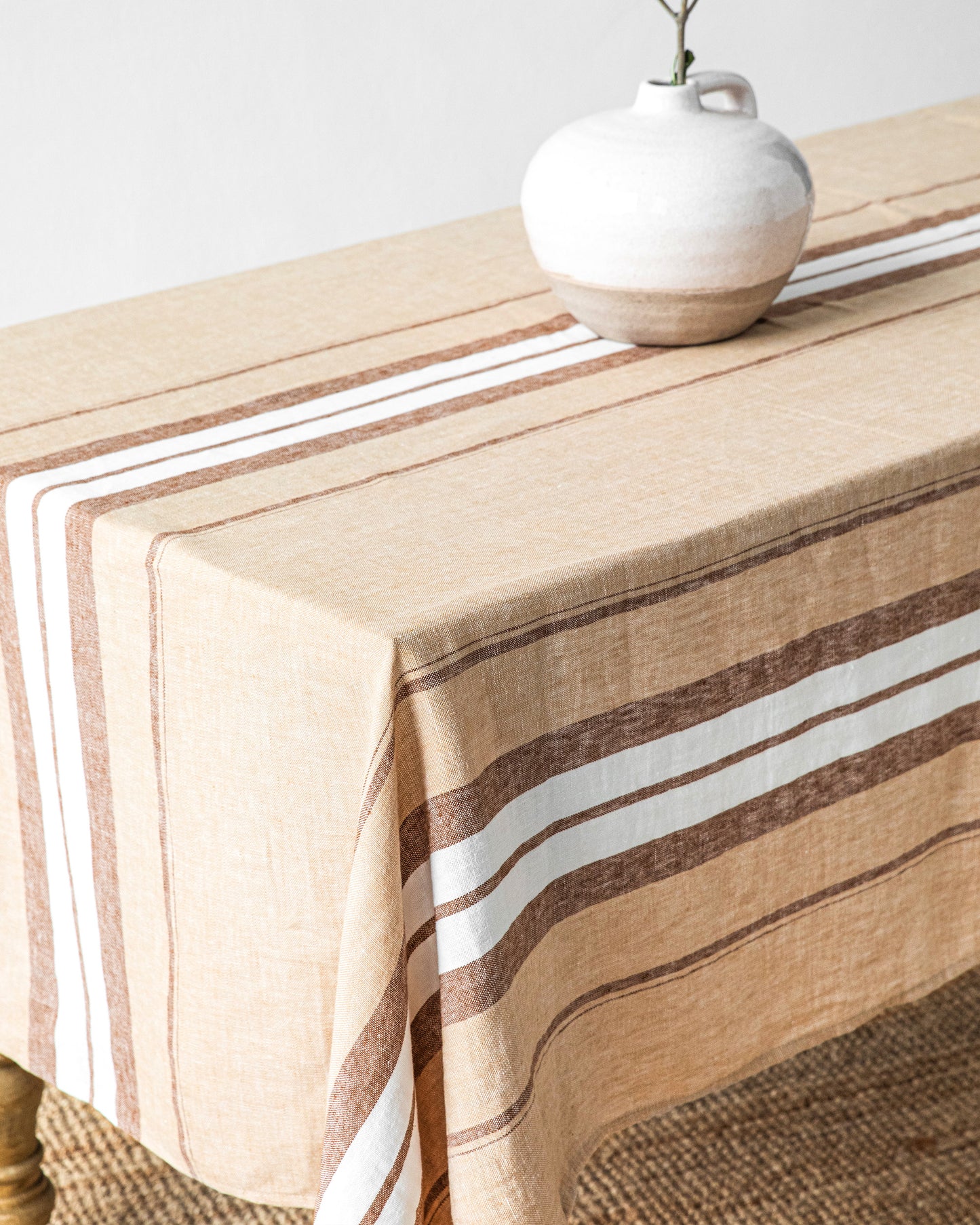 French striped linen tablecloth - MagicLinen