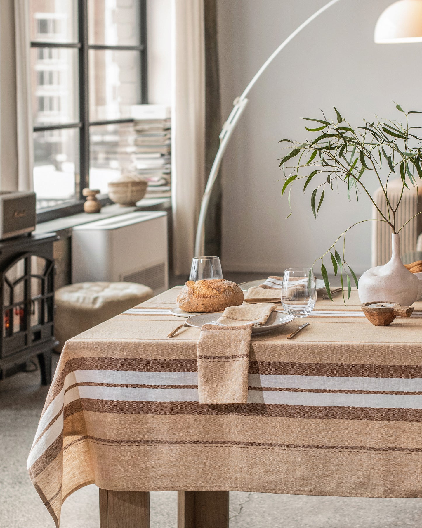 French striped linen tablecloth - MagicLinen