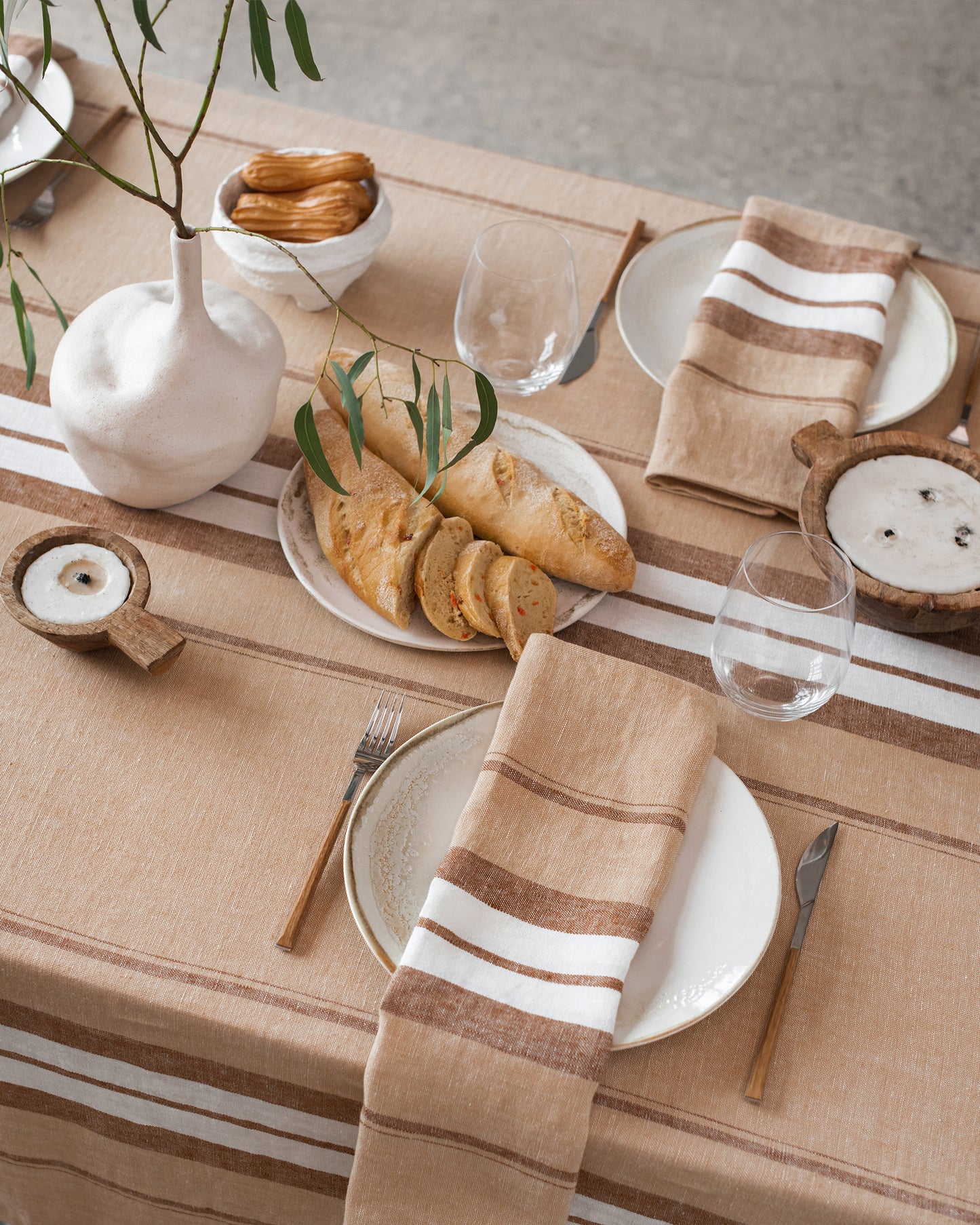 French striped linen tablecloth - MagicLinen