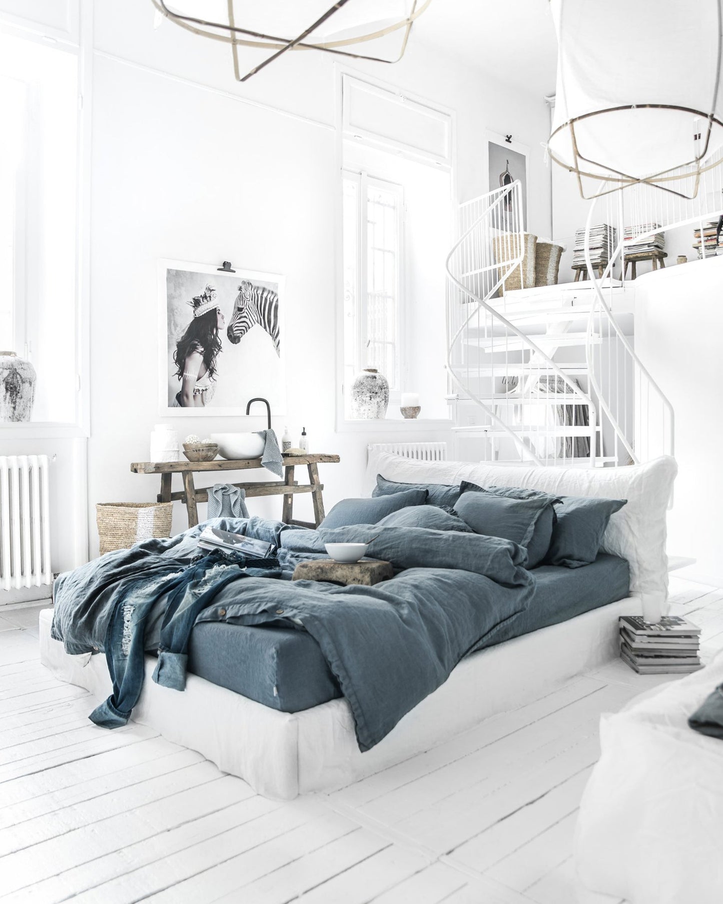 Custom size Gray blue linen duvet cover - MagicLinen