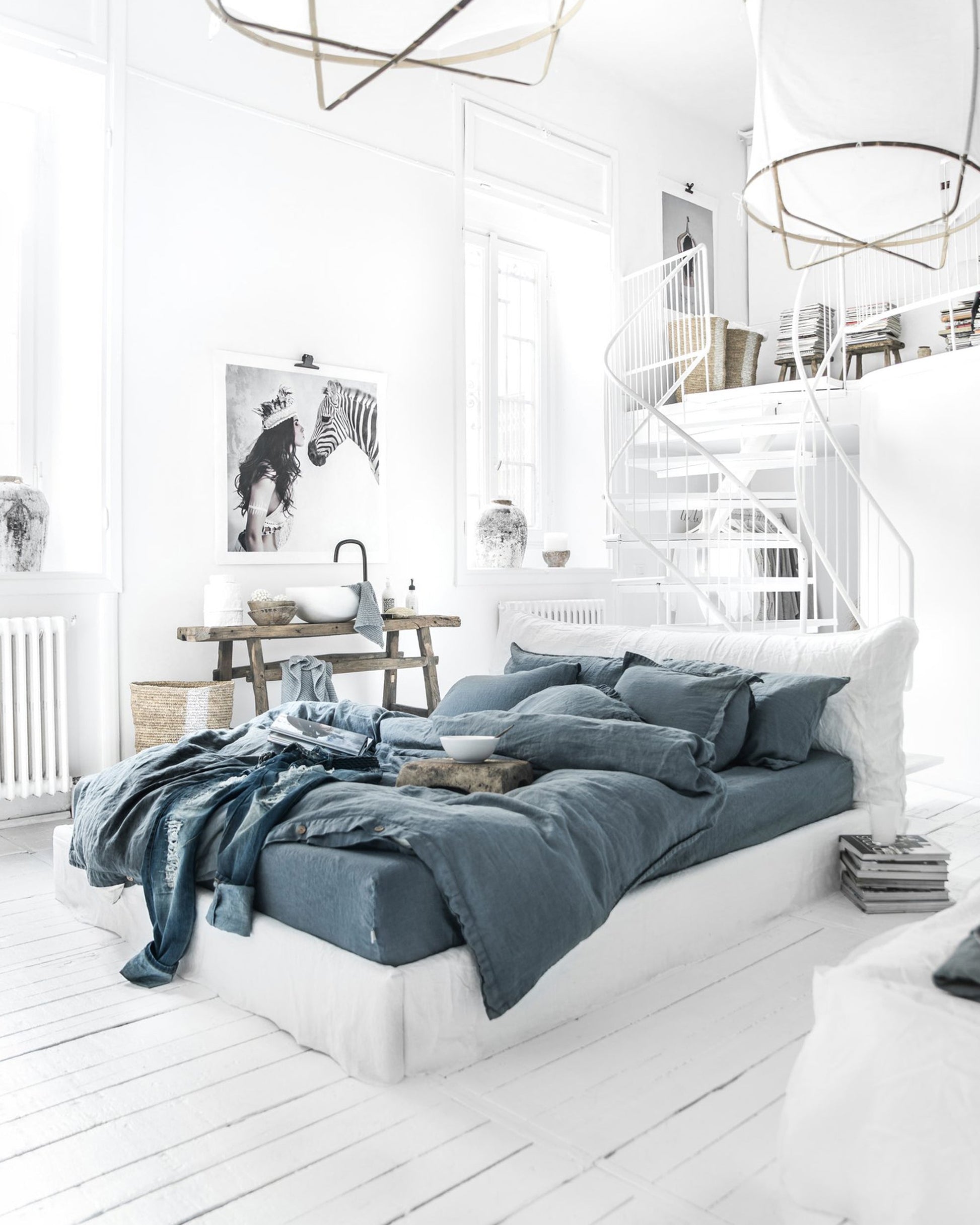 Custom size Gray blue linen duvet cover - MagicLinen
