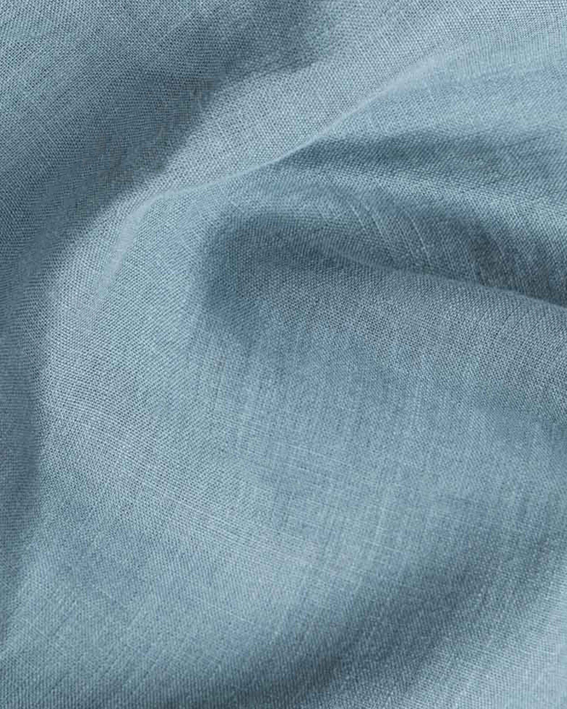 Custom size Gray blue linen fitted sheet - MagicLinen