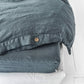 Custom size Gray blue linen fitted sheet - MagicLinen