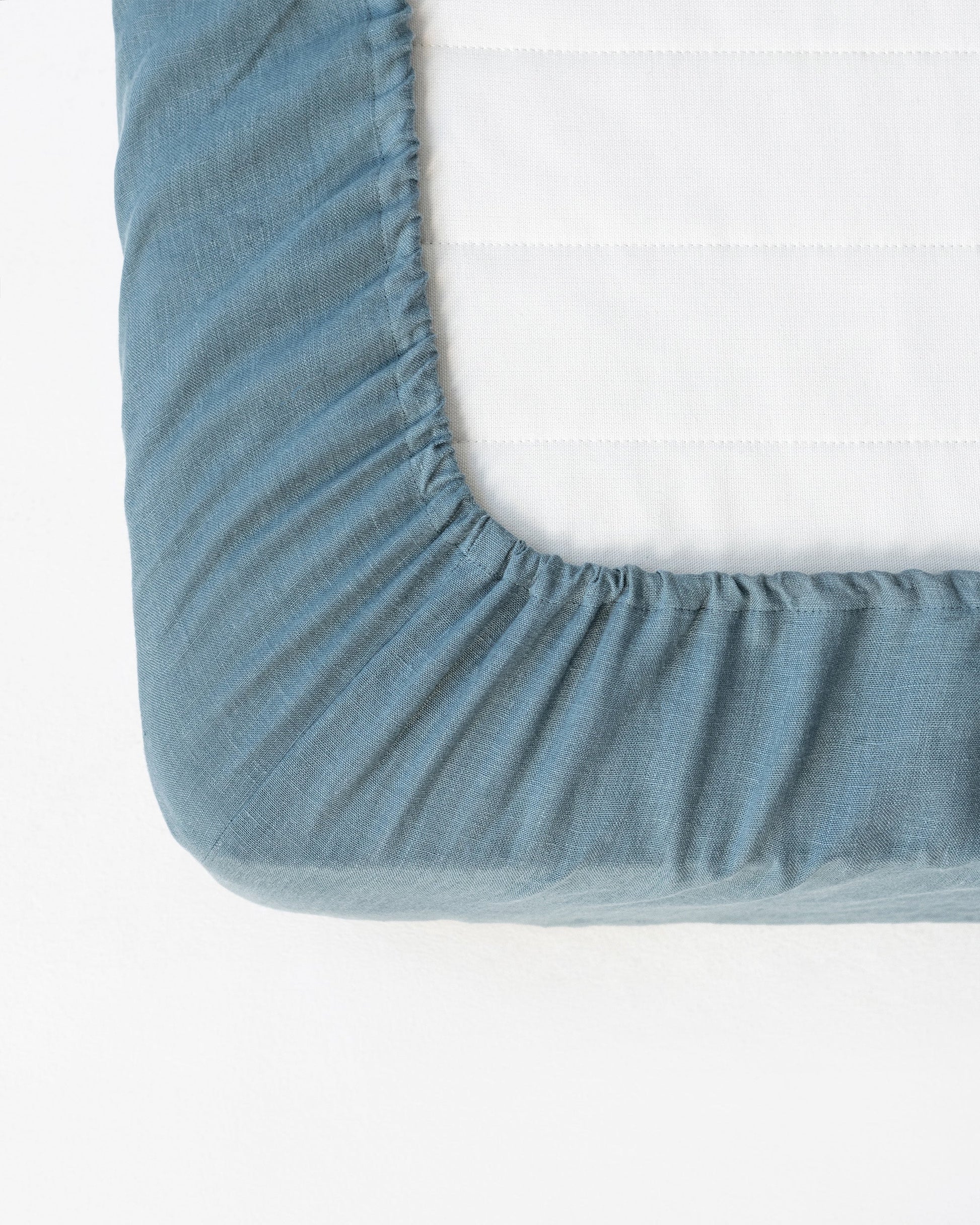 Custom size Gray blue linen fitted sheet - MagicLinen