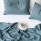 Custom size Gray blue linen flat sheet - MagicLinen