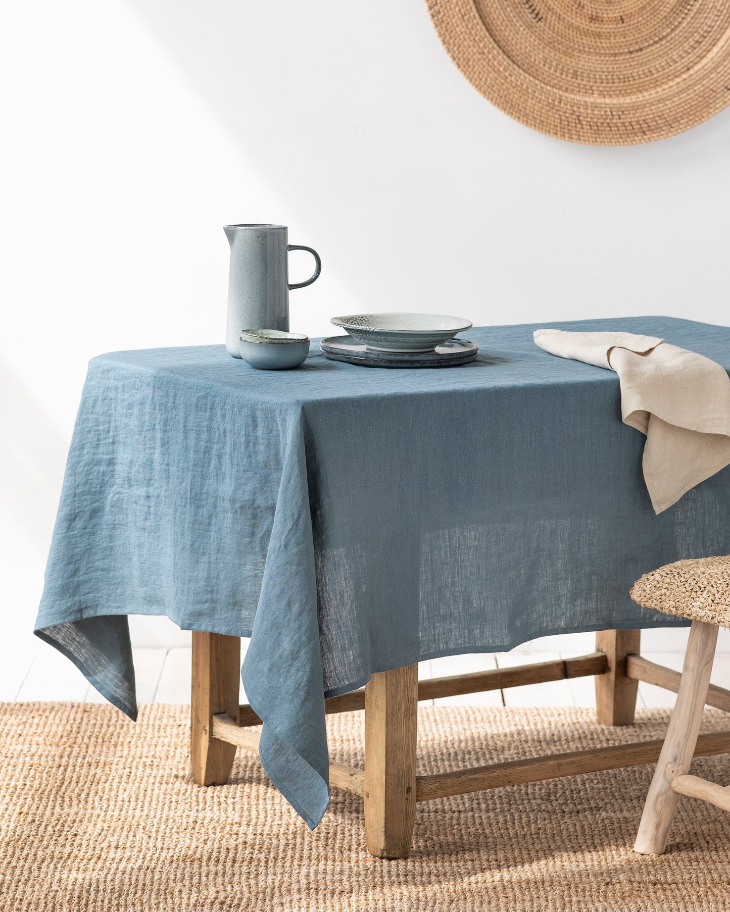 Custom size Gray blue linen tablecloth - MagicLinen