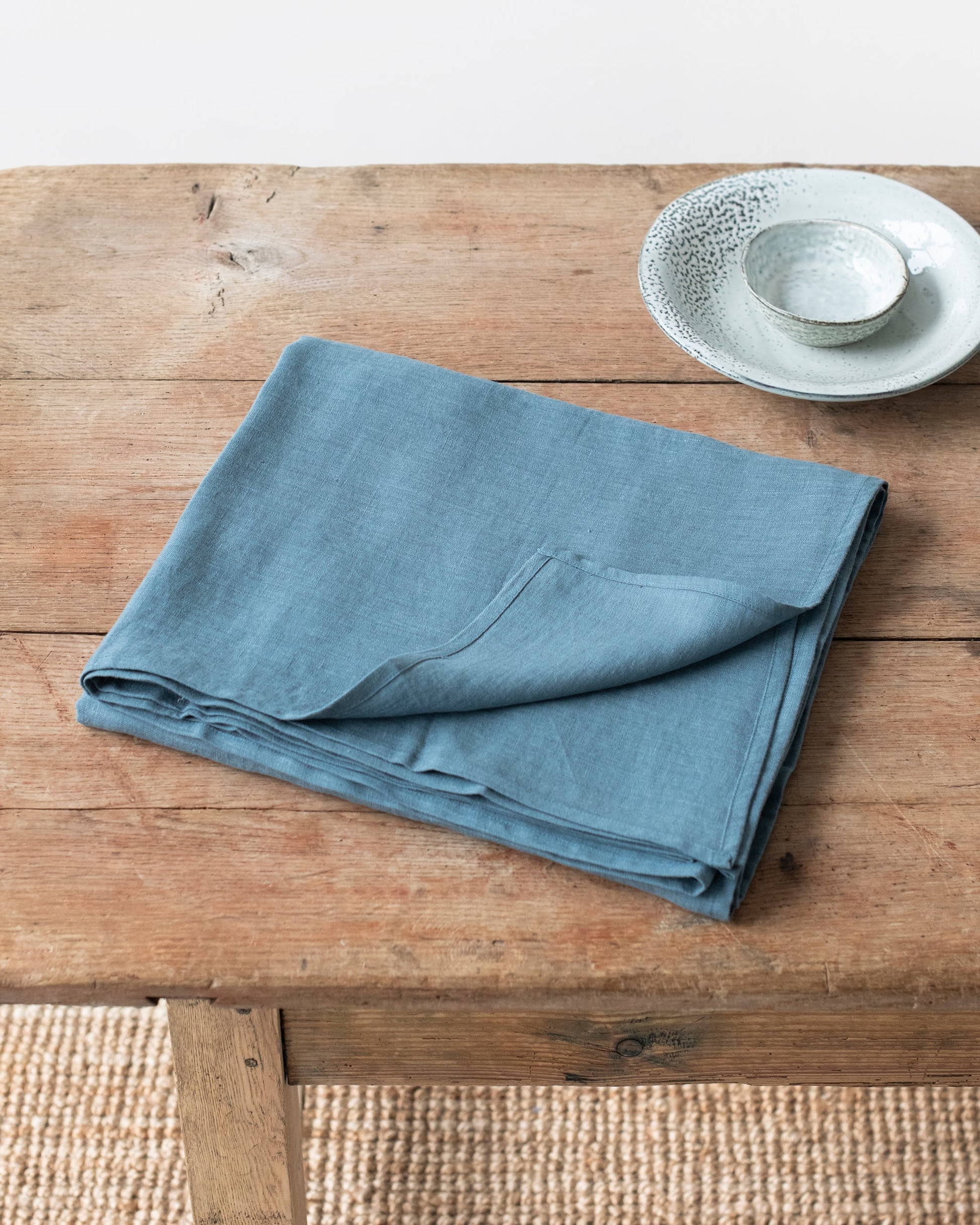 Custom size Gray blue linen tablecloth - MagicLinen