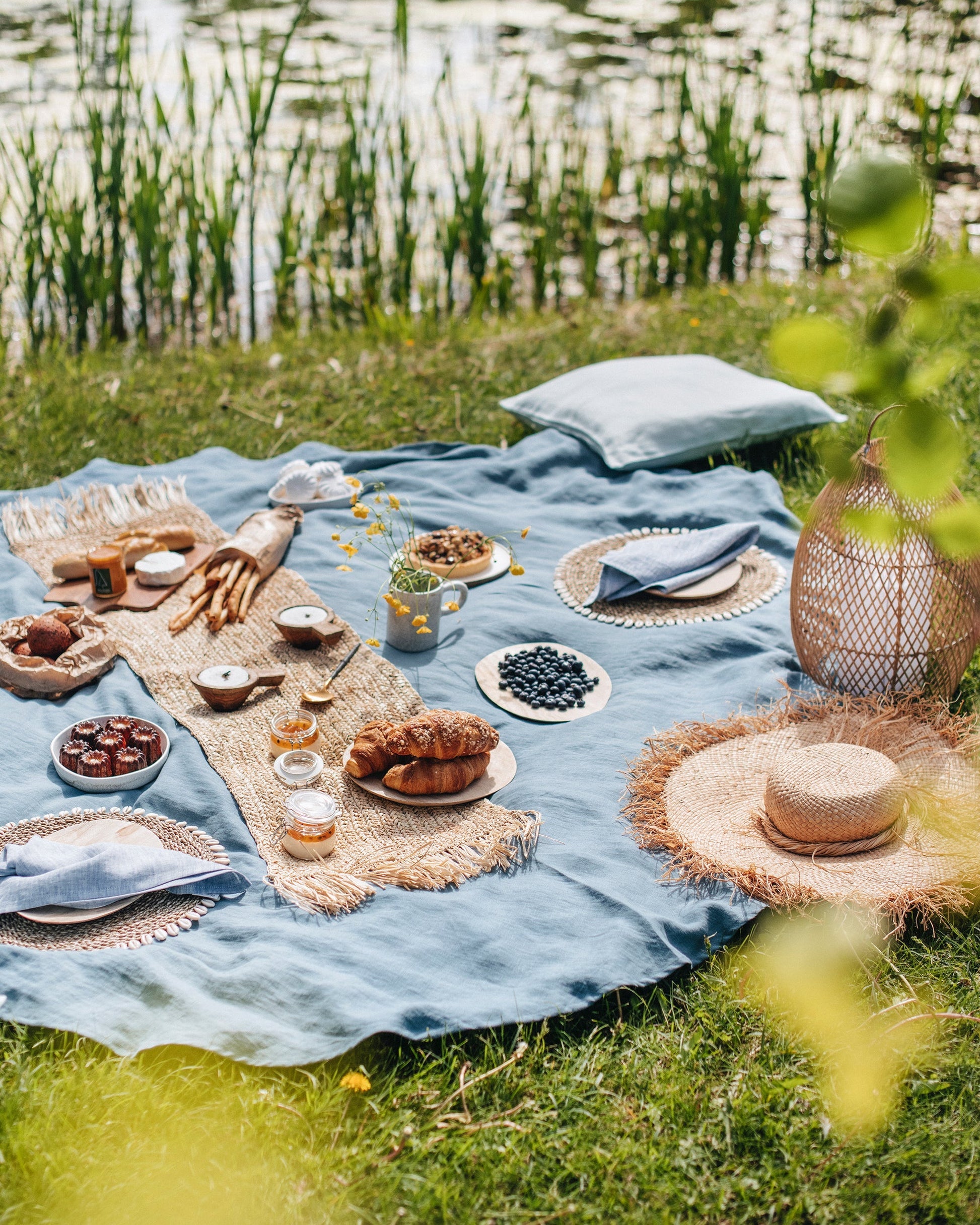 Custom size Gray blue linen tablecloth - MagicLinen
