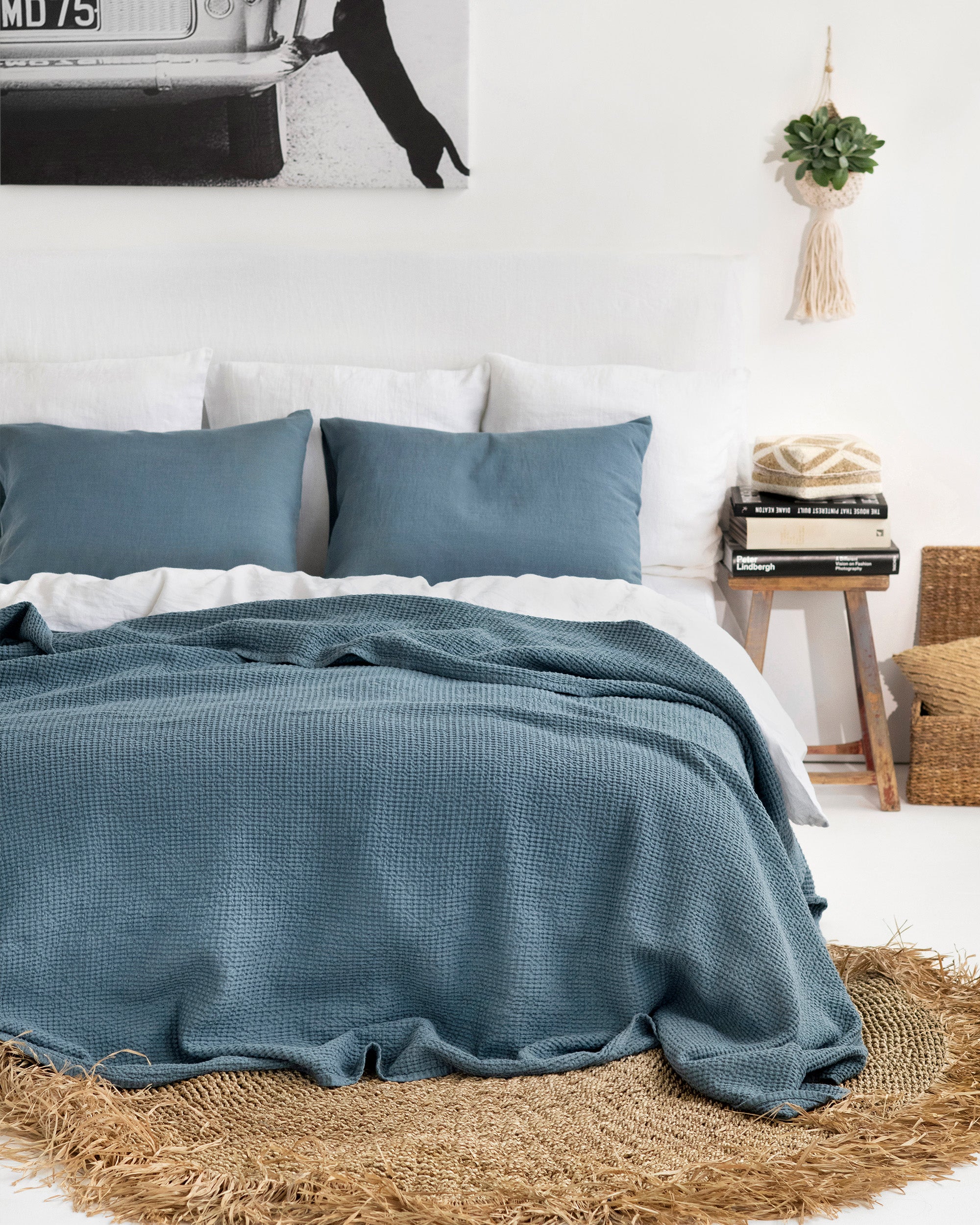 Gray waffle blanket