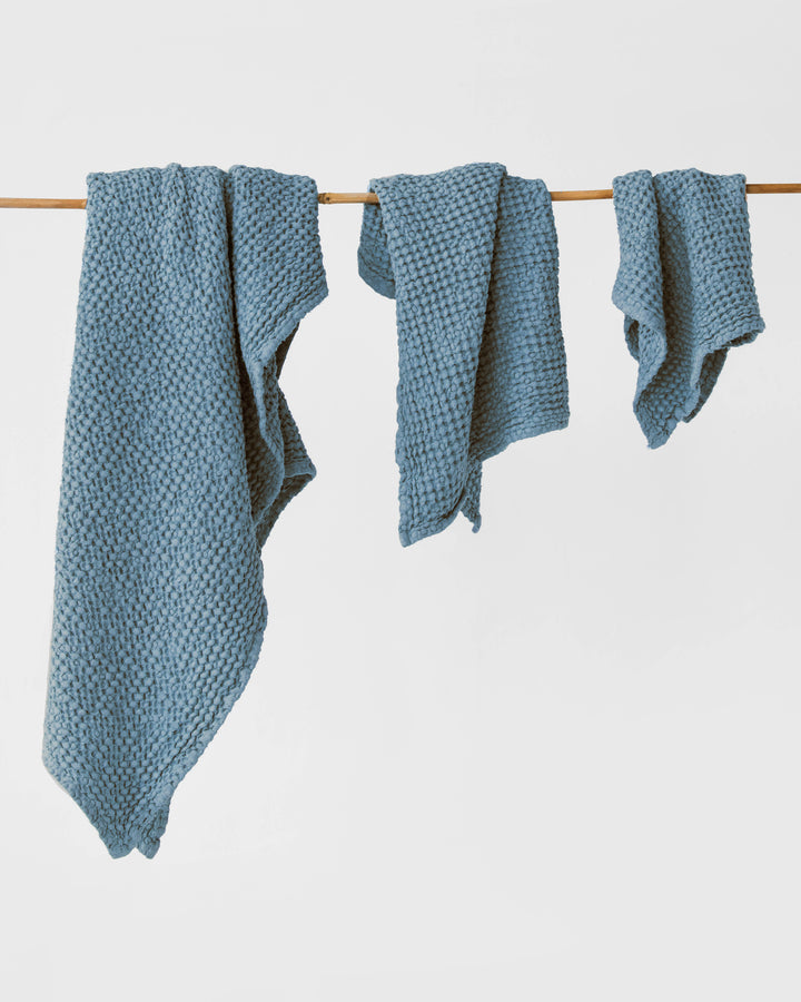 Gray blue waffle towel set (3 pcs) - MagicLinen
