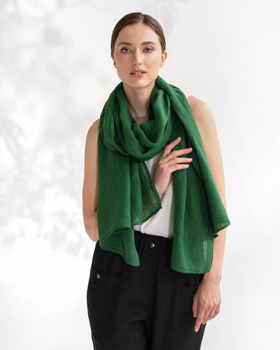 Green linen scarf - MagicLinen