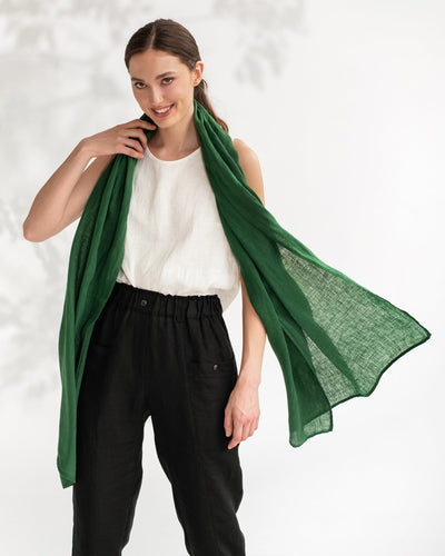 Green linen scarf - MagicLinen