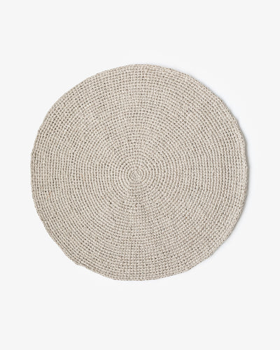 Hand knitted linen rug in Natural linen - MagicLinen