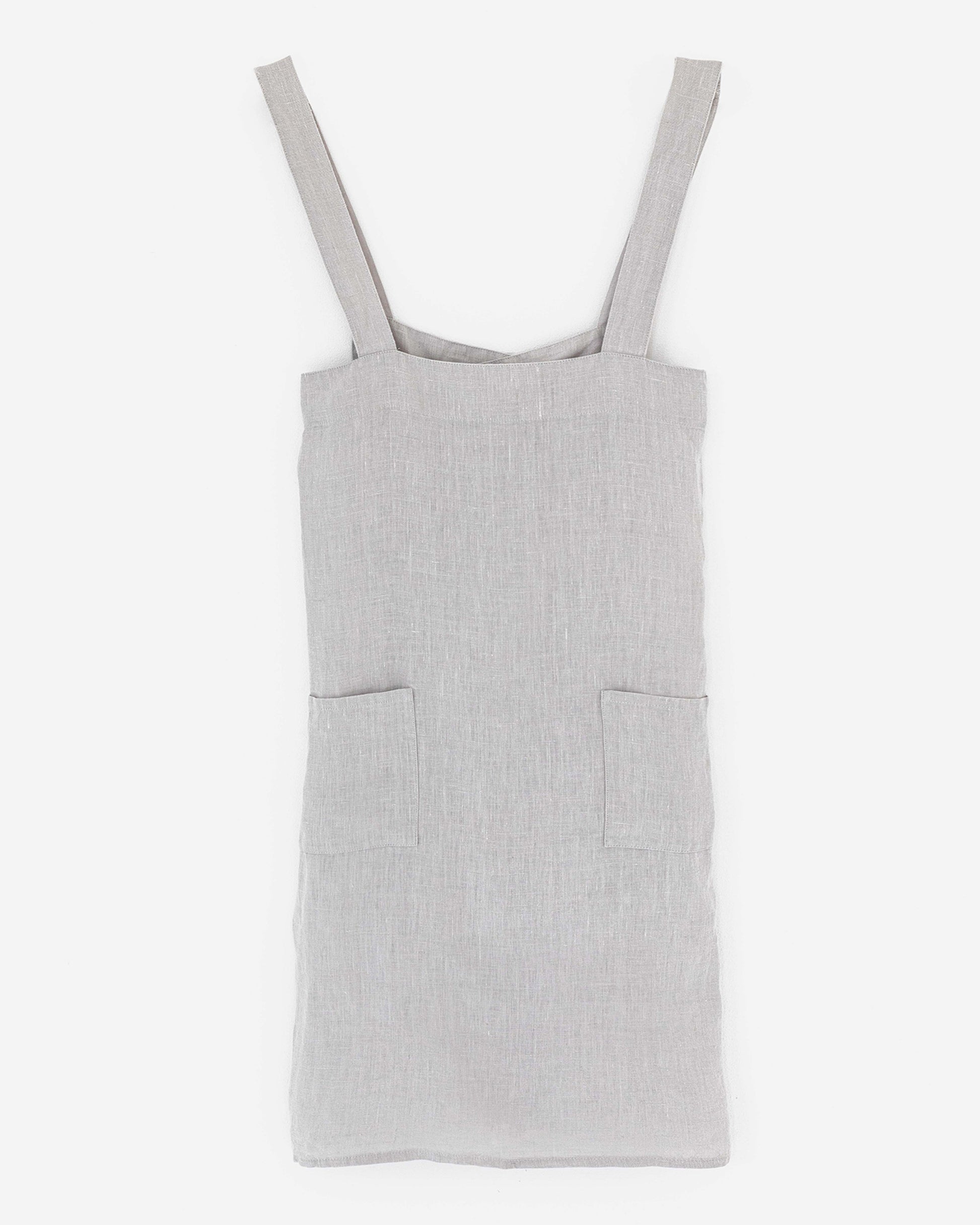 Japanese cross-back linen apron in Light gray - MagicLinen