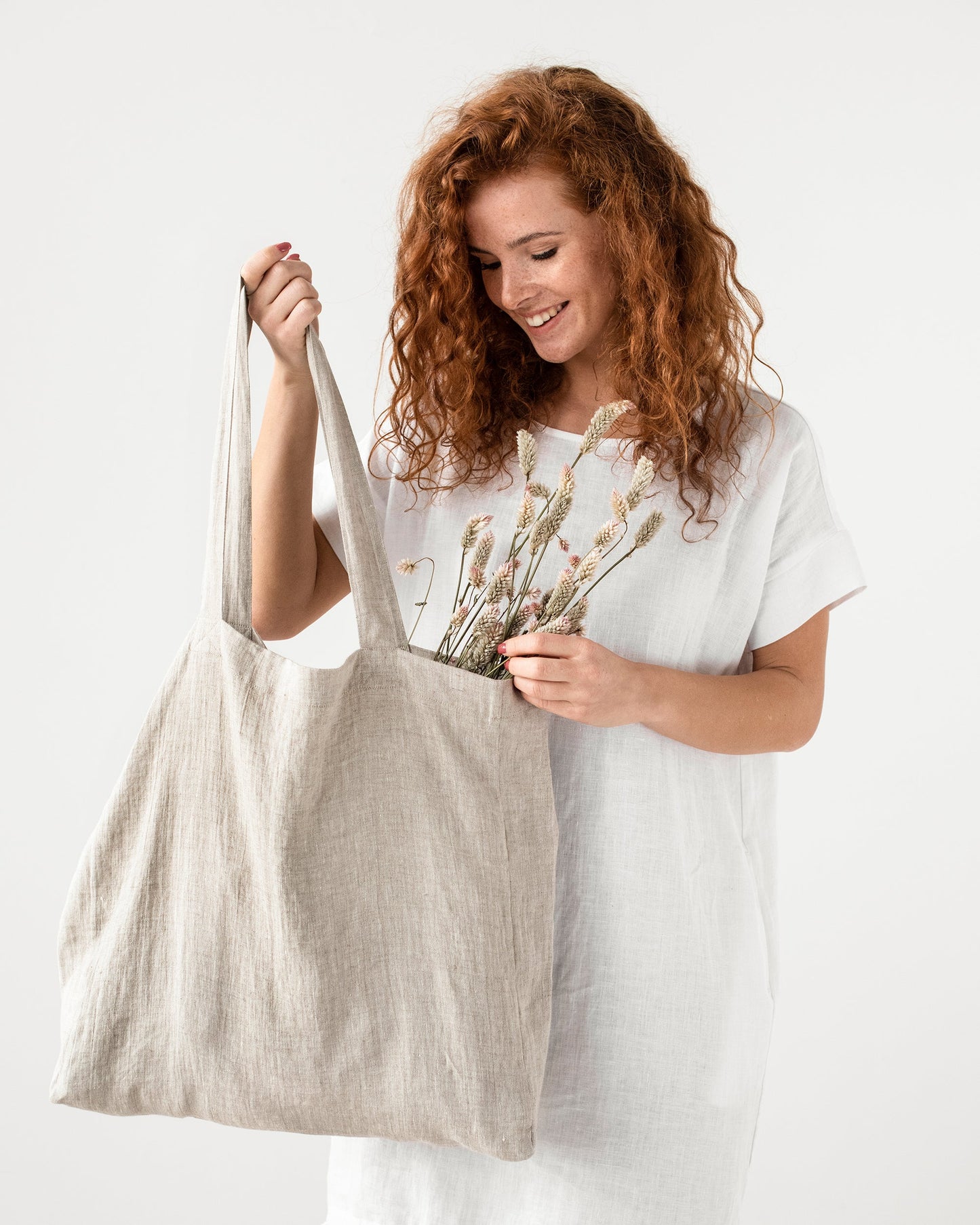 Large linen bag in Natural melange - MagicLinen