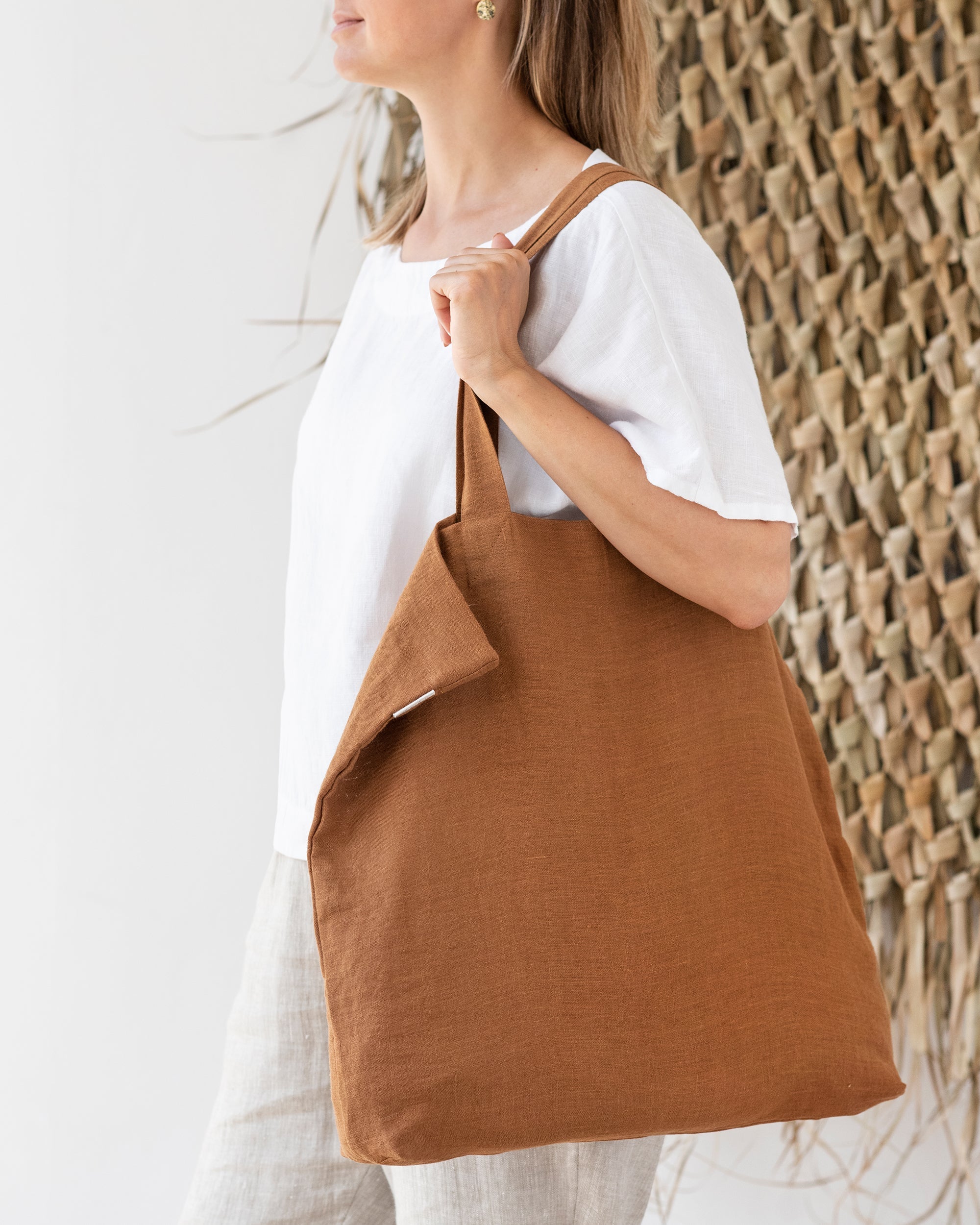 Large linen bag Cinnamon