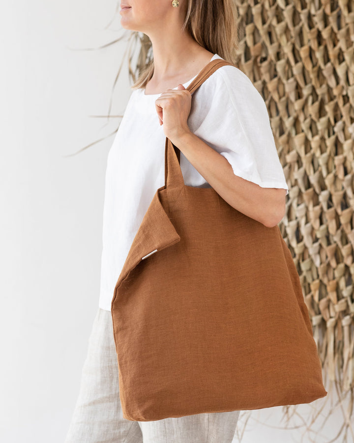 Large linen bag in Cinnamon - MagicLinen
