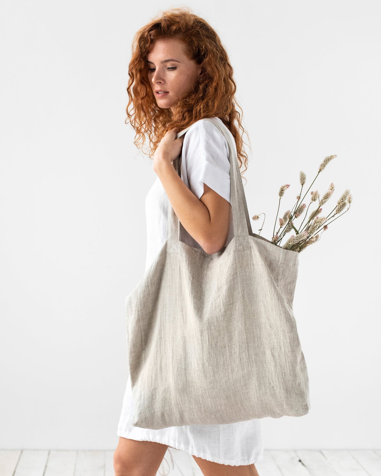 Large linen bag in Natural melange - MagicLinen