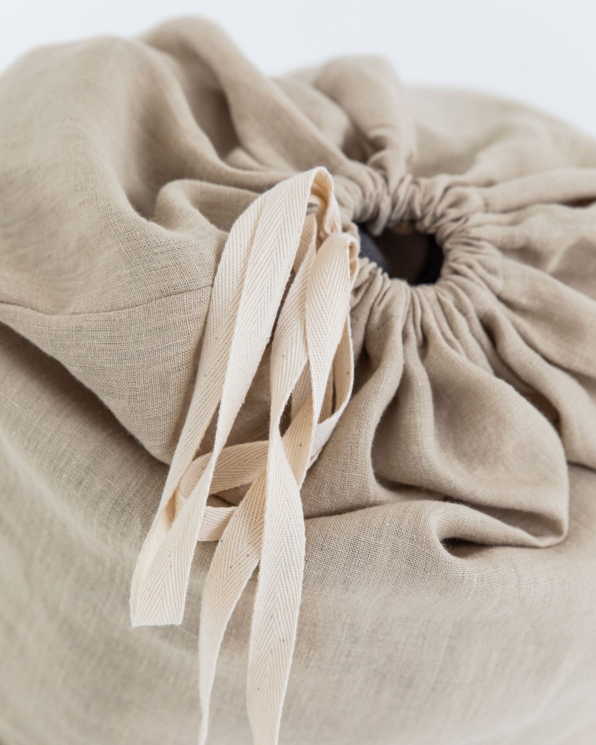 String Backpack Linen Drawstring Linen Laundry Bag in Natural linen | MagicLinen
