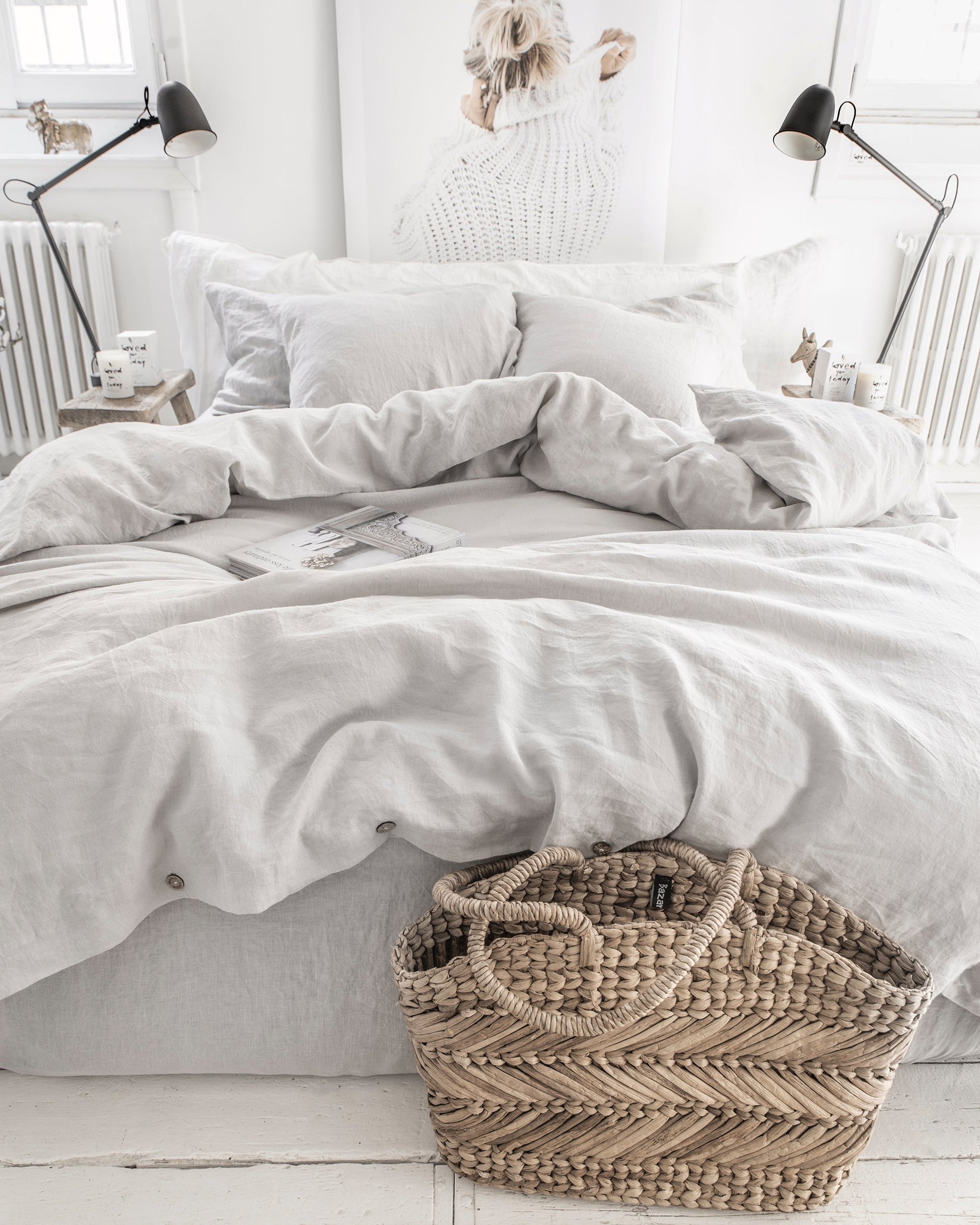 Custom size Light gray linen duvet cover - MagicLinen