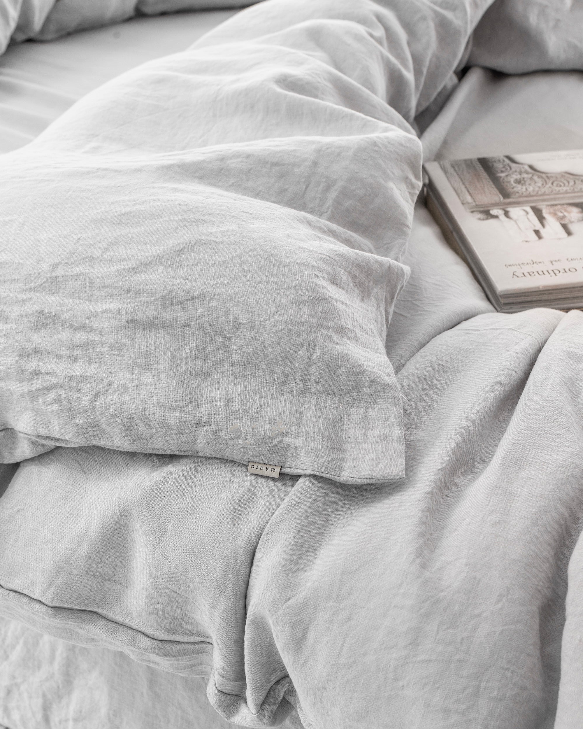 Image showcasing Light Grey Linen Duvet Set | MagicLinen