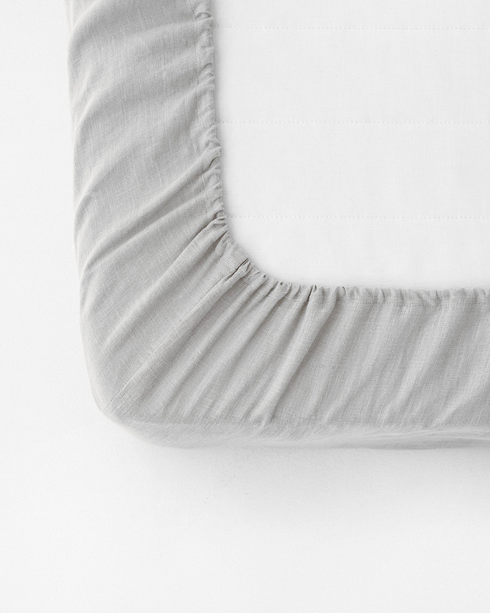 Custom size Light gray linen fitted sheet - MagicLinen