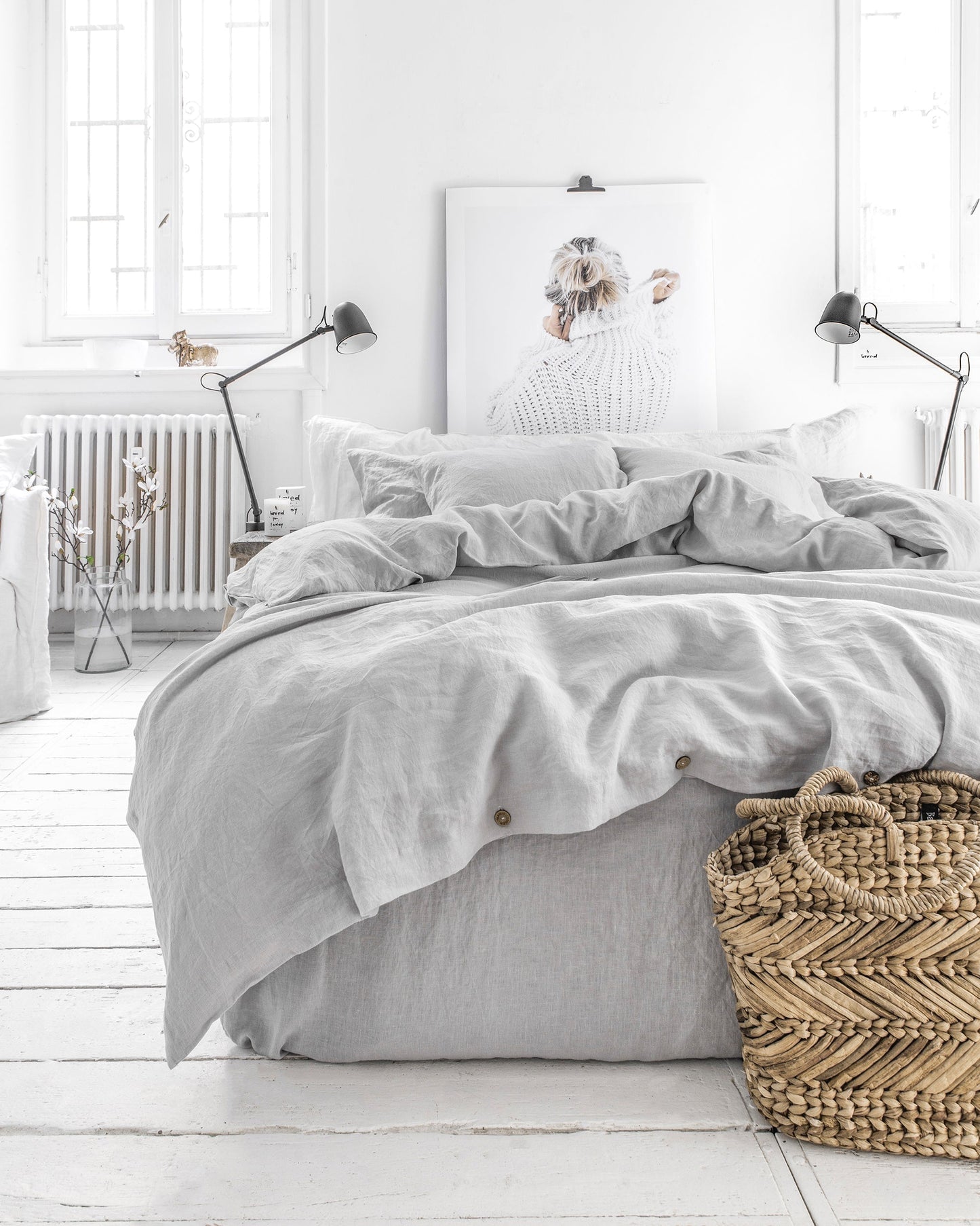 Custom size Light gray linen flat sheet - MagicLinen