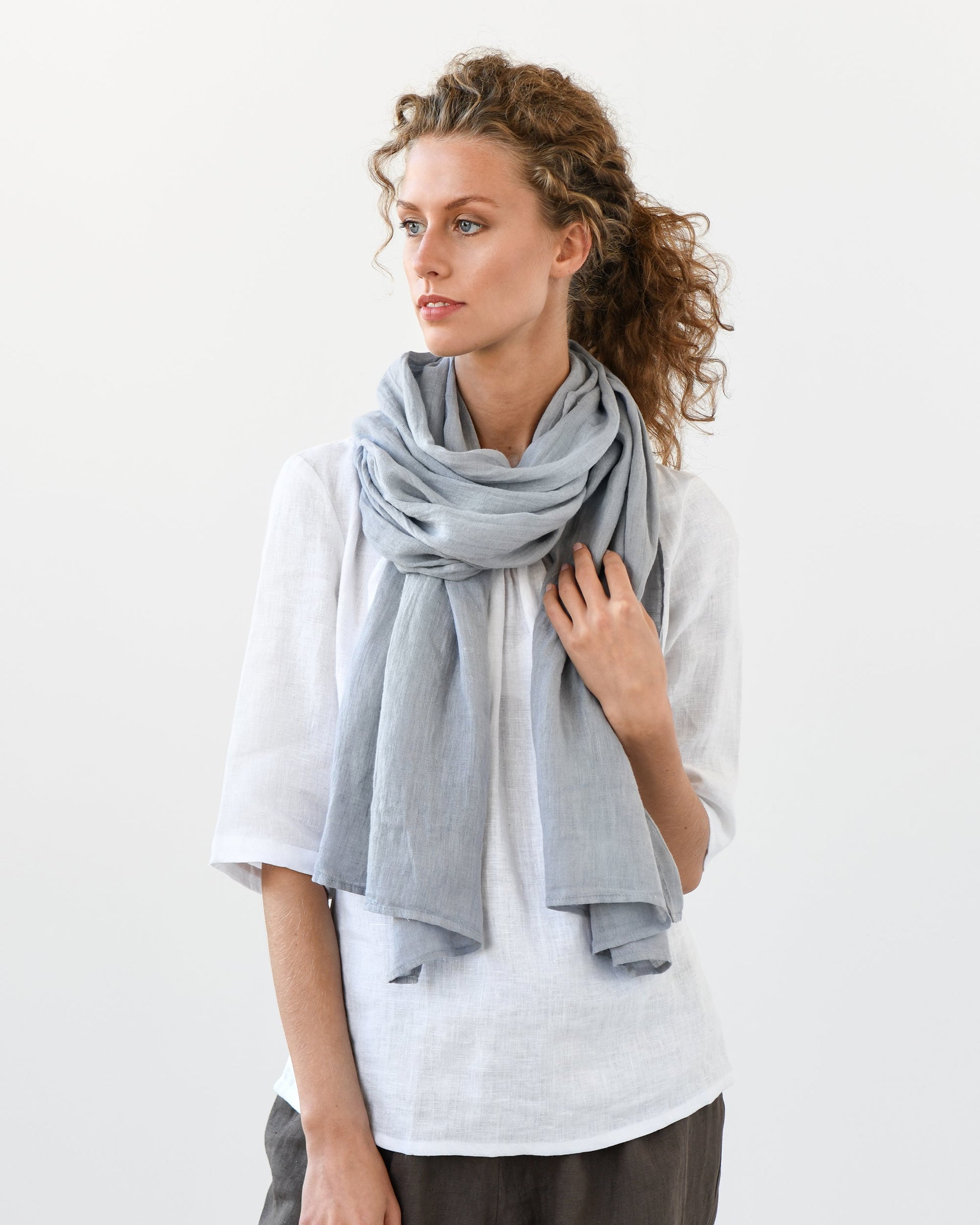 Light Grey Linen Scarf Magiclinen – MagicLinen