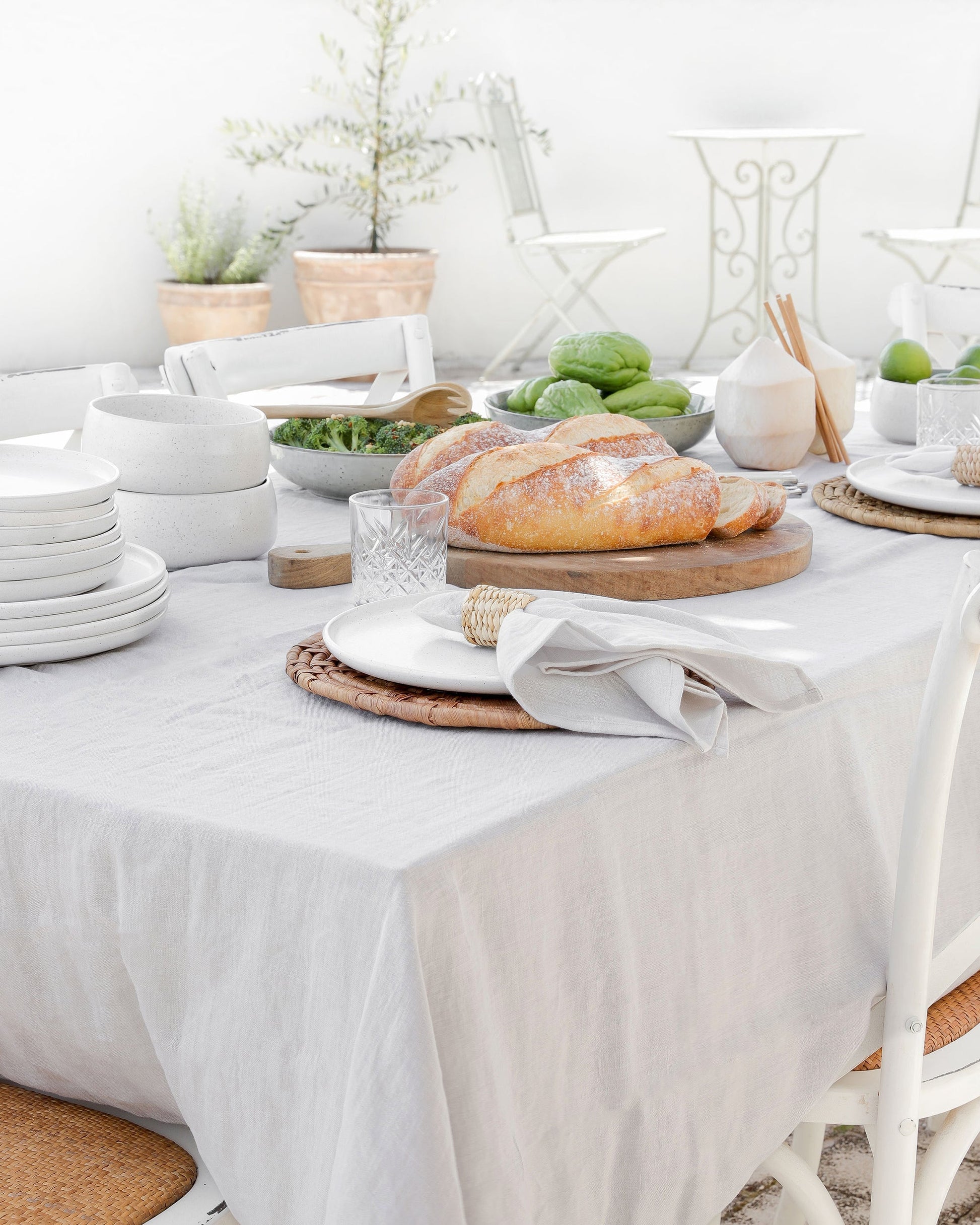 Custom size Light gray linen tablecloth - MagicLinen