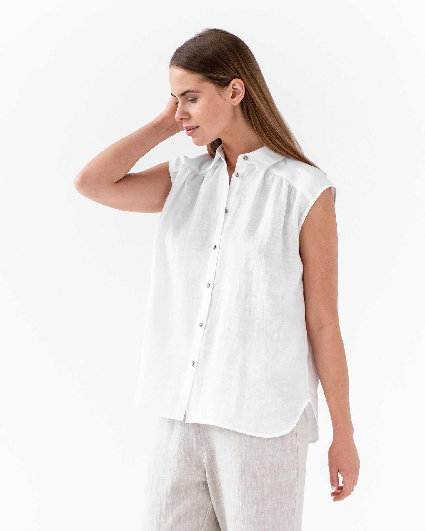 Lightweight linen shirt SEDONA in white - MagicLinen