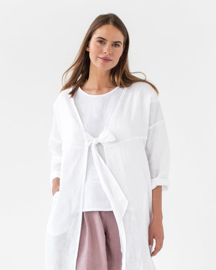 Linen beach shirt TAOS in white - MagicLinen