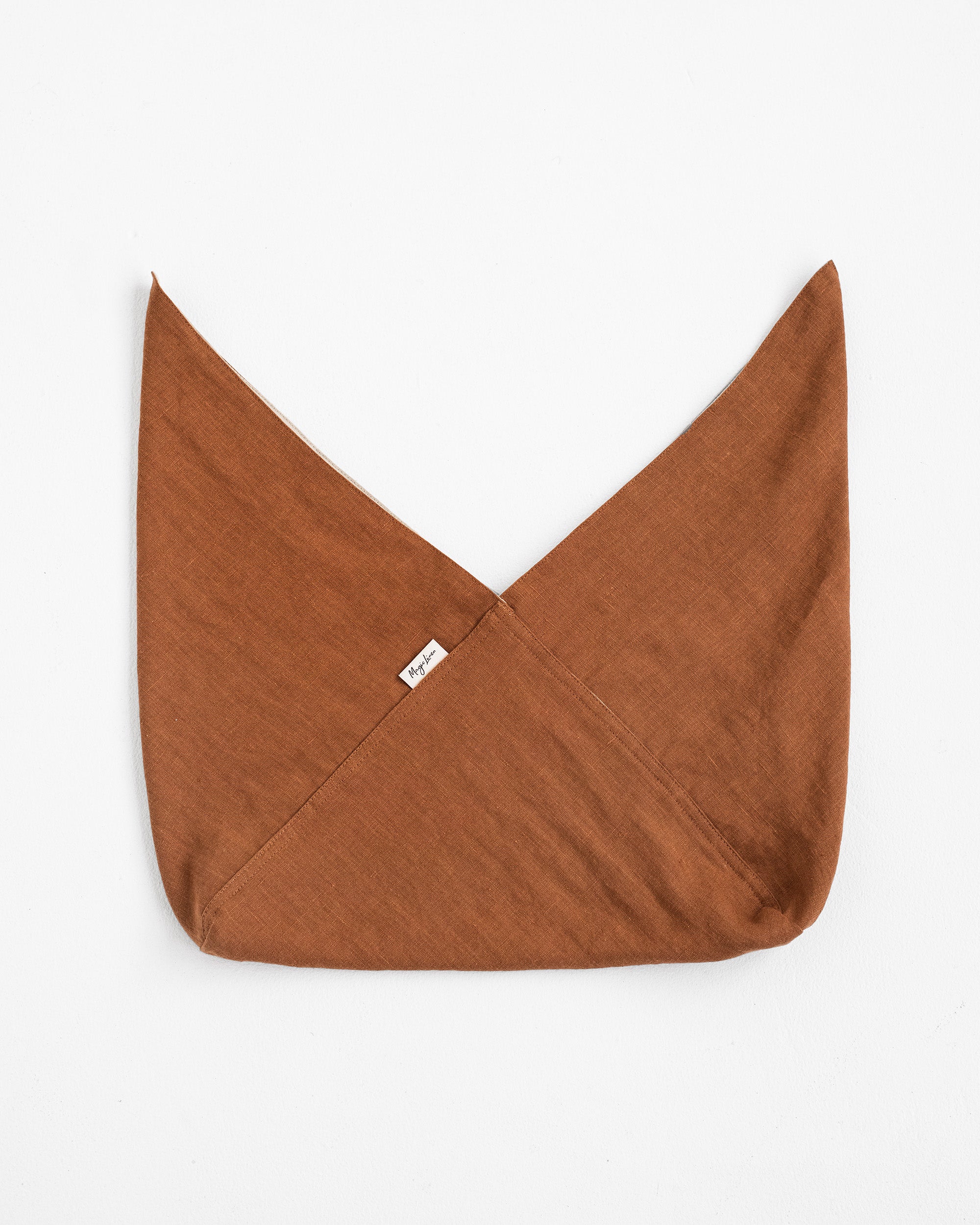 Linen bento bag in natural gingham