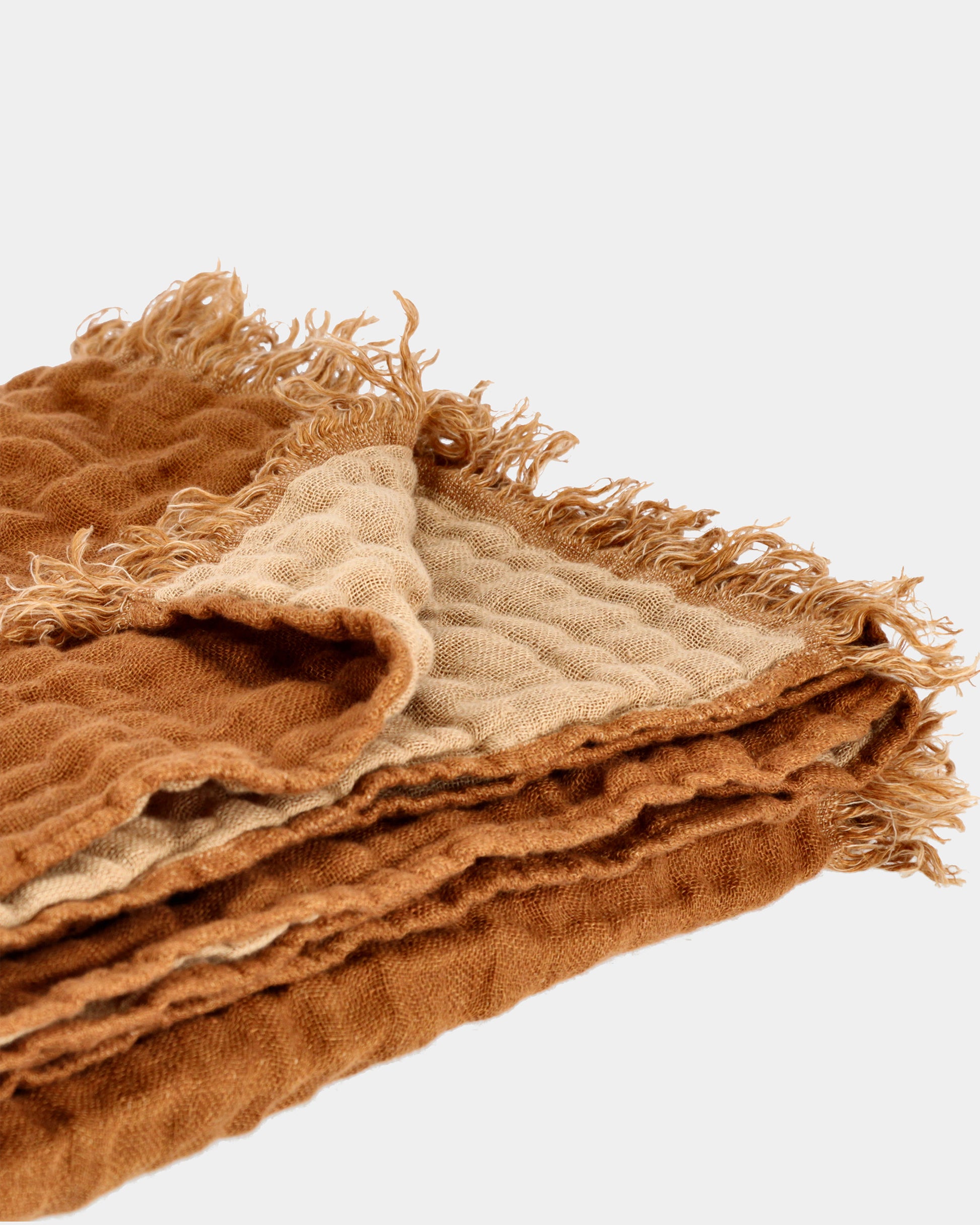 Double sided linen throw with fringes - MagicLinen