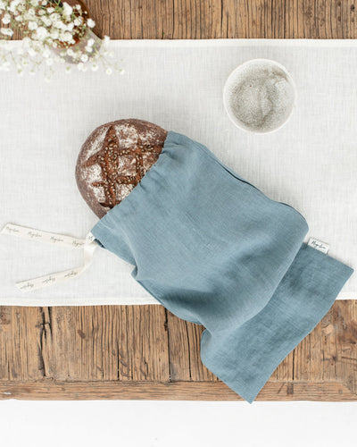 Linen bread bag in Gray blue - MagicLinen