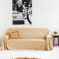 Custom size linen couch cover in Sandy beige - MagicLinen